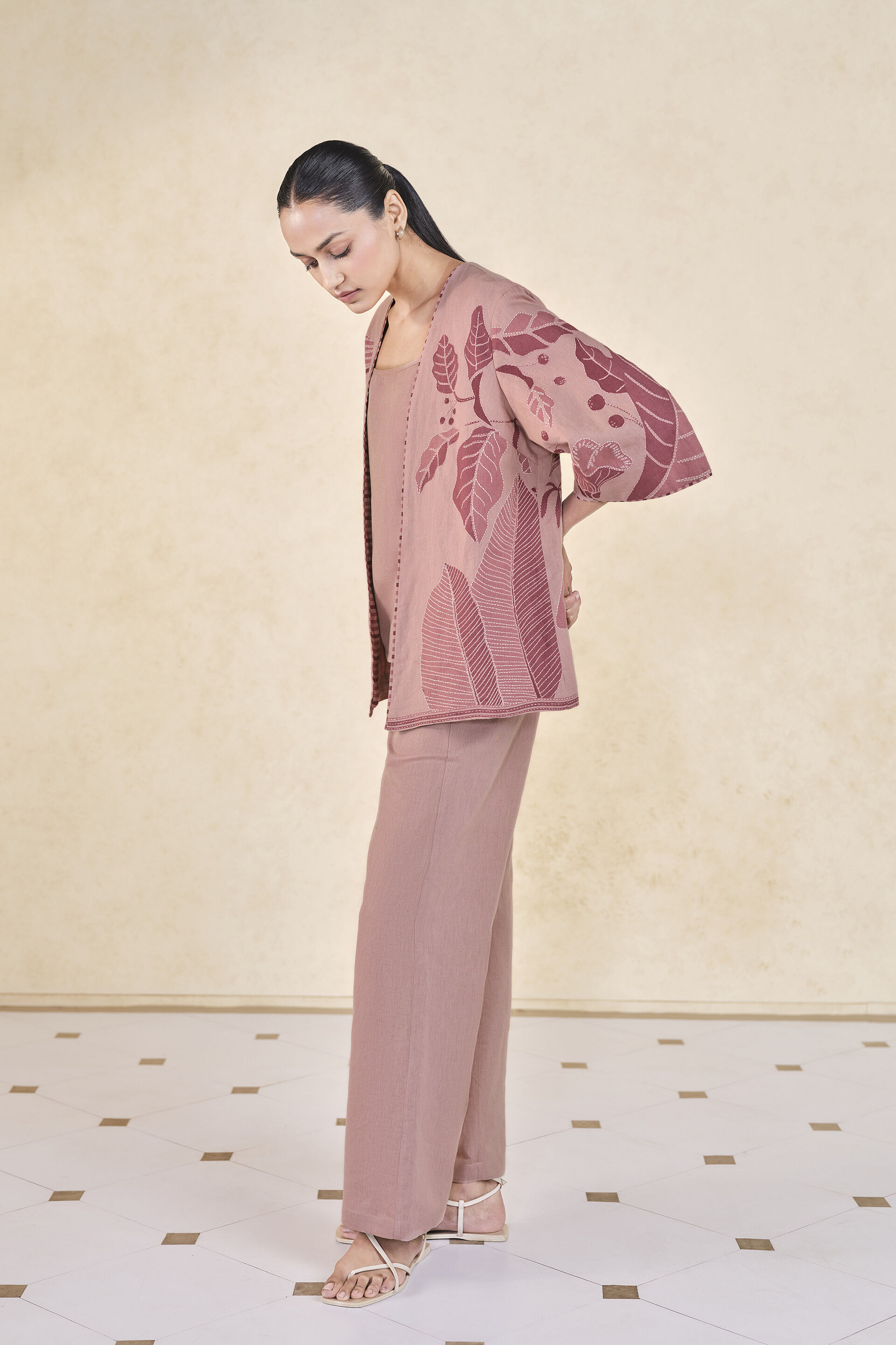 Fig Handcrafted Kantha Overlayer Set - Pink, Pink, image 3